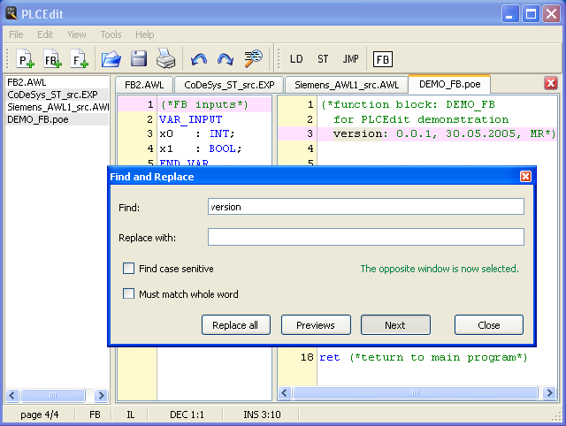 Find and Replace dialog on Win32